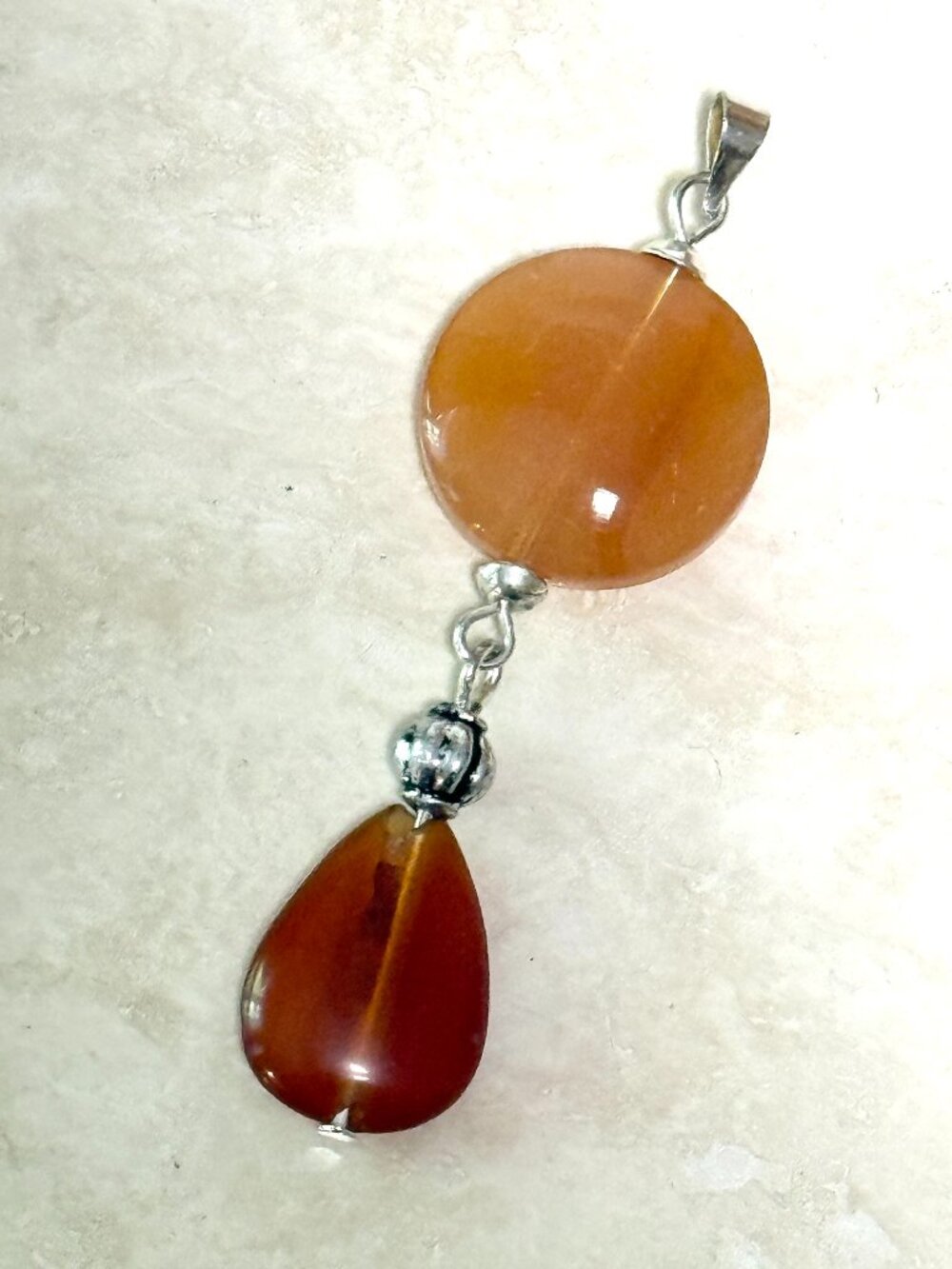 2/$20, Genuine Orange Agate Pendant, Large Natrural Gemstone Pendant